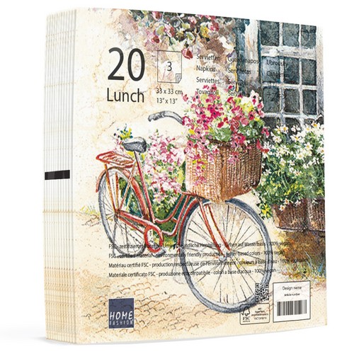20 Servietten Flowerbike - Blumenfahrrad 33x33cm