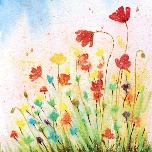 20 Servietten Flourish Aurora - Kunstvoll bunte Blumenwiese 33x33cm