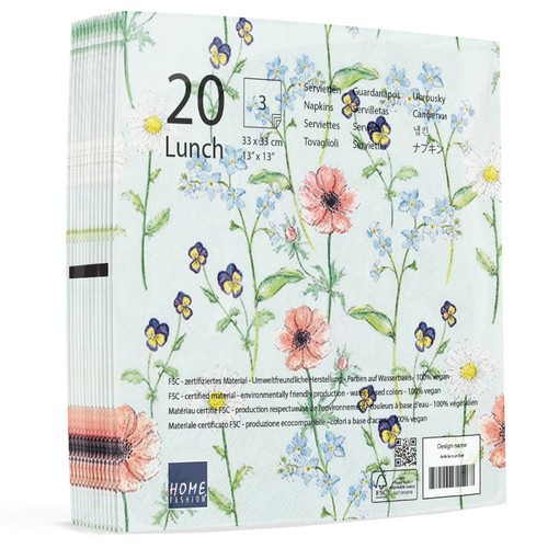 20 Servietten Little Garden - Blumengarten auf mint 33x33cm