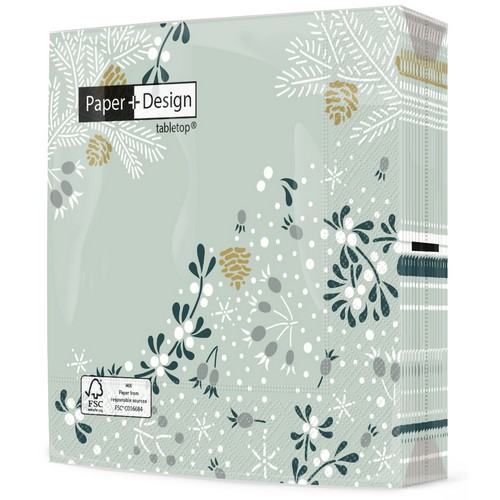 20 Servietten Frosty Floral - Frostige Symbole 33x33cm