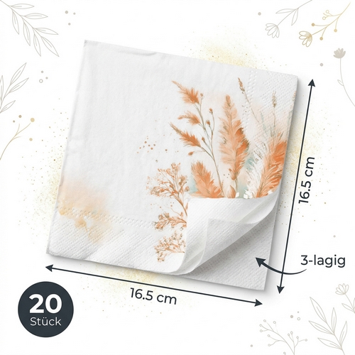 20 Servietten Grass Meadow - Dezente Gräser in Natur 33x33cm