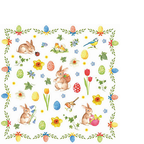 20 kleine Cocktailservietten Easter Collage - Niedliche Ostersymbole 25x25cm