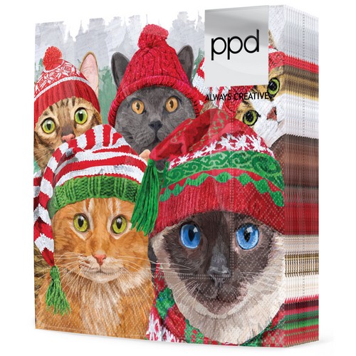 20 Servietten Cat Usie - Katzenwelt in Winterkleidung 33x33cm