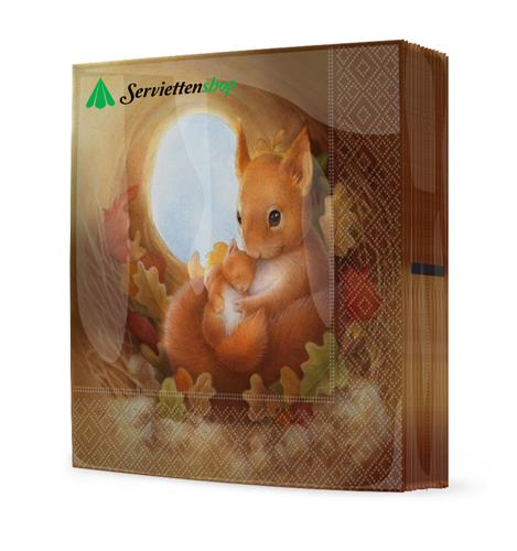 20 Servietten Squirrel Family - Familie Eichhörnchen 33x33cm