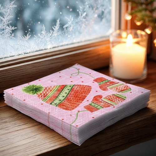 20 kleine Cocktailservietten Arctic warmth - Warme Bekleidung 25x25cm