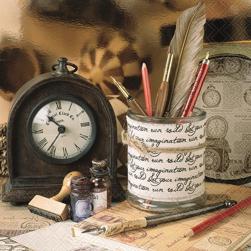 20 Servietten Writers Desk - Schreibtisch eines Schriftstellers 33x33cm