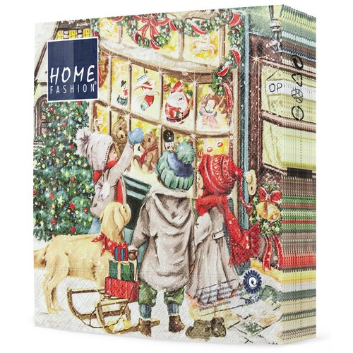 20 Servietten Toy Shop - Kinder vor dem Weihnachtsgeschäft 33x33cm