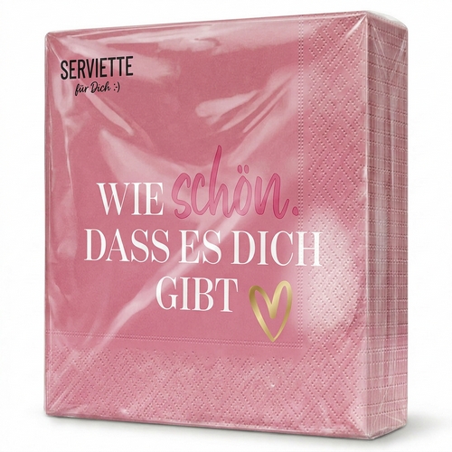 20 Servietten Herz - Wie schön mit Herz 33x33cm