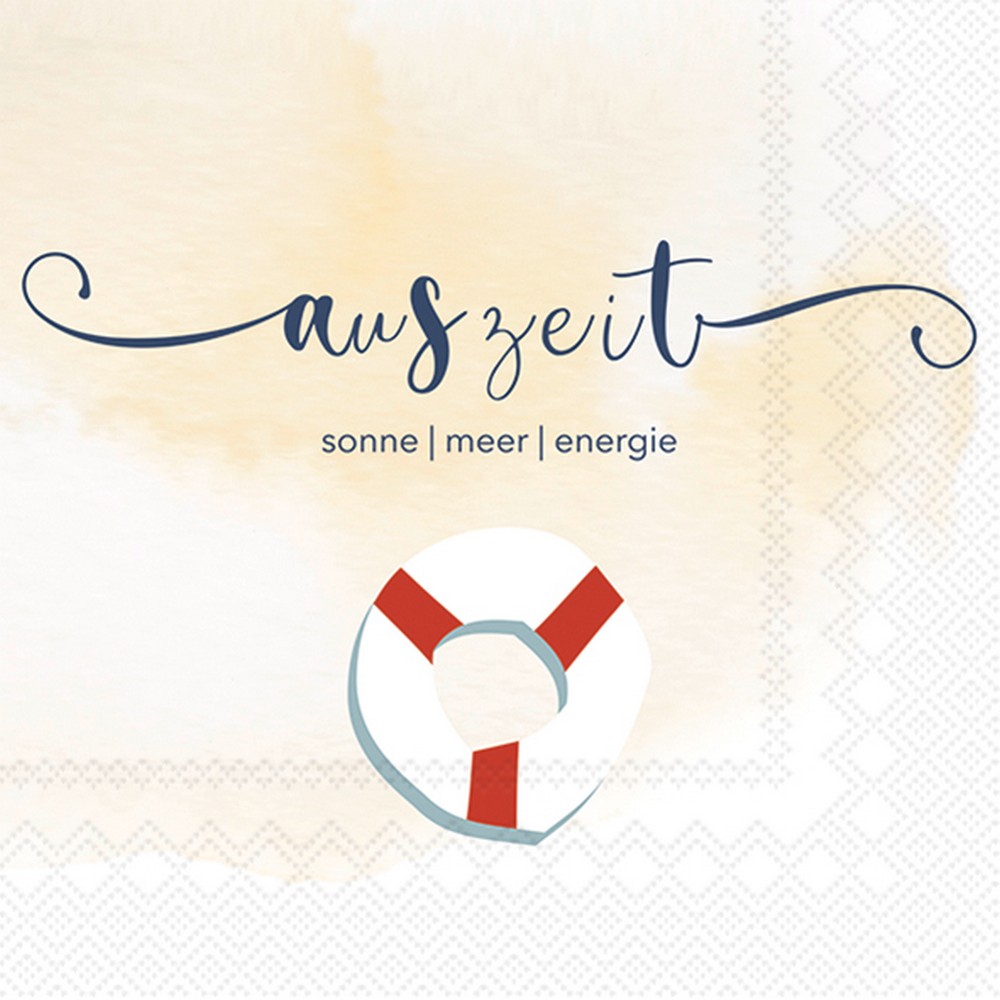 20 Servietten Auszeit cream - Sonne Meer Energie 33x33cm