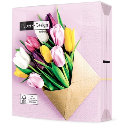 20 Servietten Garden Greetings - Blumen im Umschlag 33x33cm