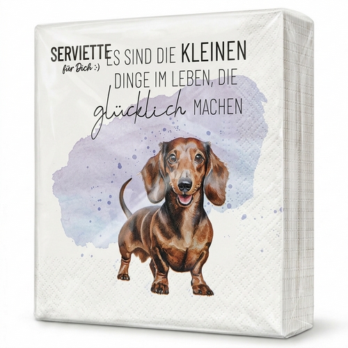 20 Servietten Dackel - Glücklich machen 33x33cm