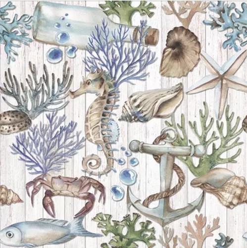 20 Servietten Underwater Treasures - Schätze von der See 33x33cm