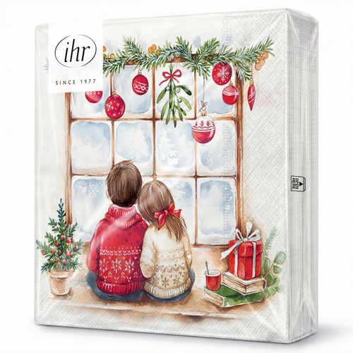 20 Servietten Looking for Christmas - Kinder am Weihnachtsfenster 33x33cm