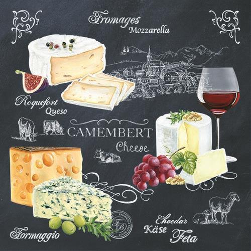 20 Servietten World of Cheese – Genuss von Käse 33x33cm