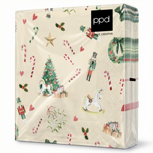20 Servietten Heritage Christmas beige - Traditionelle Weihnachtsfiguren beige 33x33cm