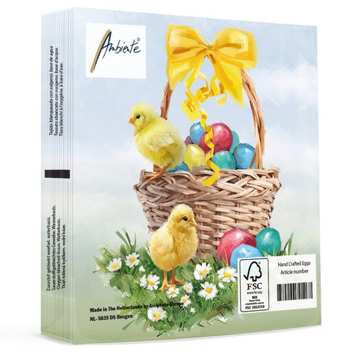 20 Servietten Easter Basket - Küken auf Ostereierkorb 33x33cm