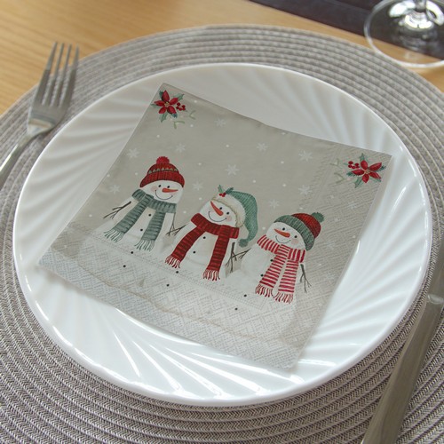 20 Servietten Three Snowmen - Freundschaft unter Schneemänner 33x33cm