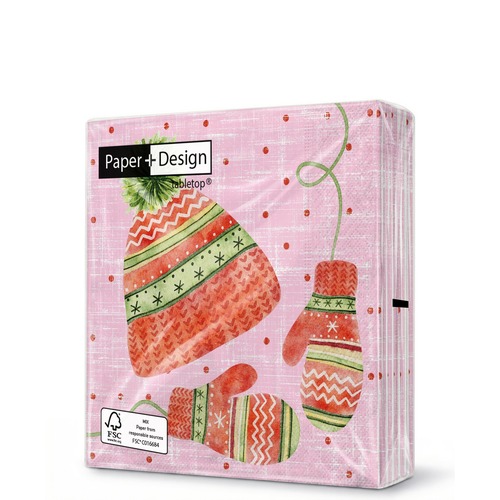 20 kleine Cocktailservietten Arctic warmth - Warme Bekleidung 25x25cm