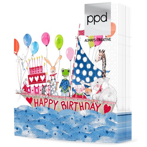 20 Servietten Kid Boat - Schiff zum Geburtstag 33x33cm
