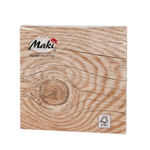 20 Servietten Natural Wood - Holzstruktur natur 33x33cm