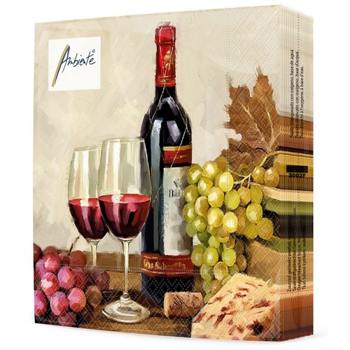 20 Servietten Wine & Grapes - Frischer Wein aus Trauben 33x33cm