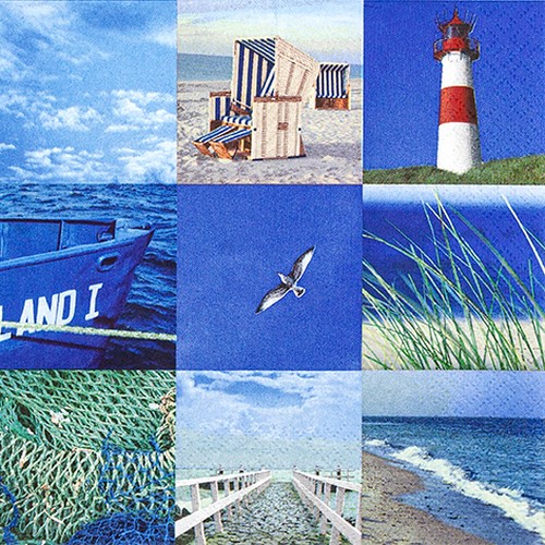 20 Servietten Maritime Collage - Collage vom Meer 33x33cm