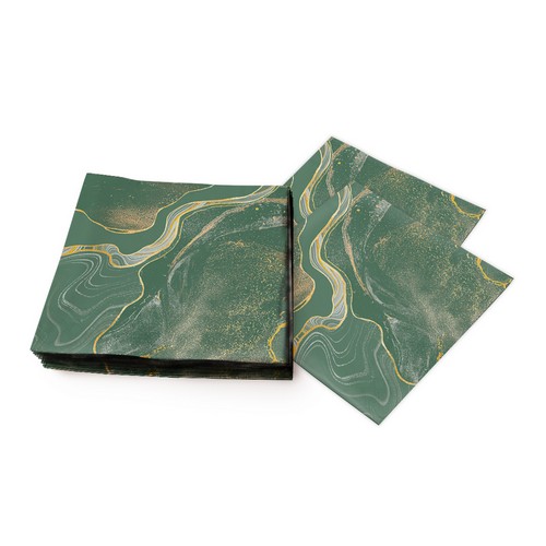 20 Servietten Marble sage - Marmor grün-gold 33x33cm