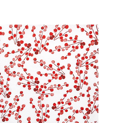 20 kleine Cocktailservietten Little Berries - Kleine, rote Beeren 25x25cm