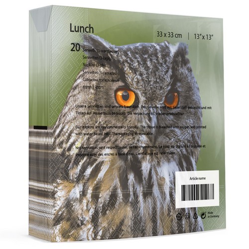 20 Servietten Woodland owl - Eule aus der Natur 33x33cm