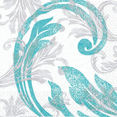 20 Servietten Classy Ornaments turquoise - Klassische Ornamente türkis 33x33cm