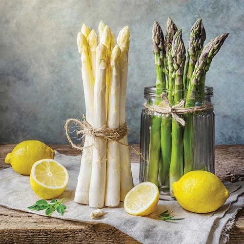 20 Servietten Best Asparagus - Zitronen und Spargel 33x33cm