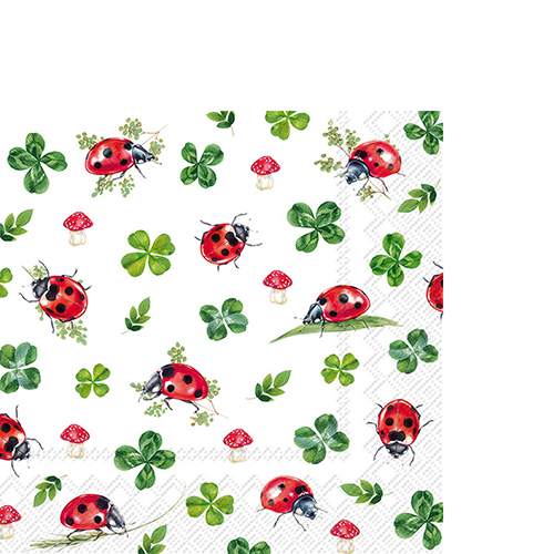 20 kleine Cocktailservietten Lucky Ladybugs 25x25cm