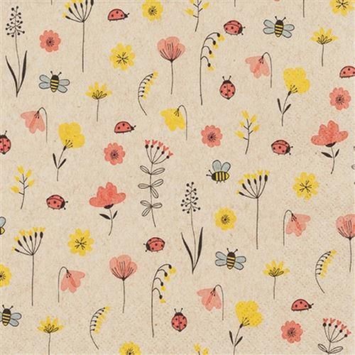 20 Servietten Eco Line Ladybugs and Bees - Marienkäfer und Bienen Eco 33x33cm