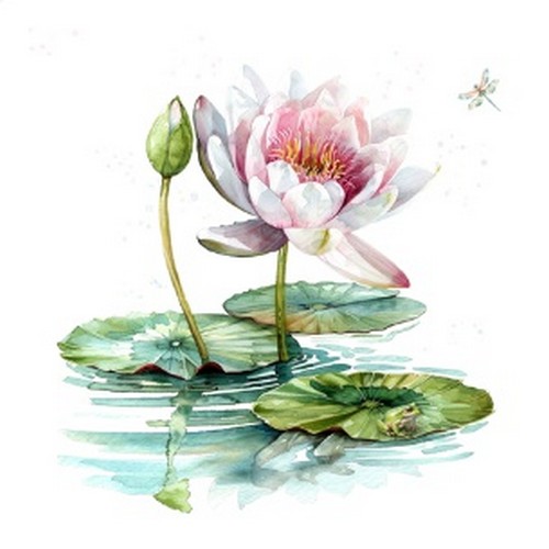 20 Servietten Waterlily - Wasserlilie auf Teich 33x33cm