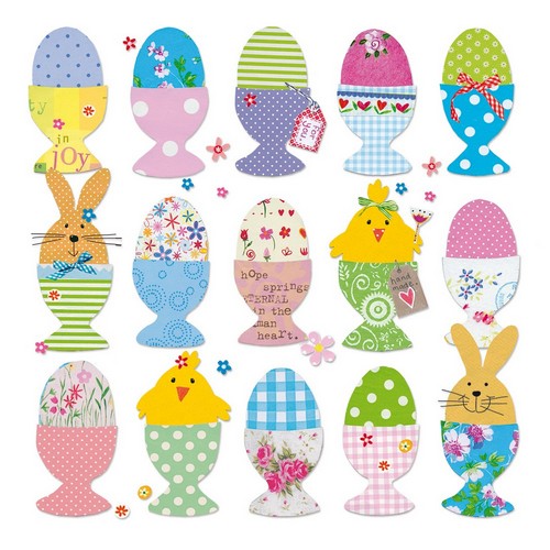 20 Servietten Easter Eggs - Osterfiguren im Eierbecher 33x33cm