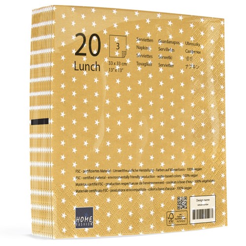 20 Servietten Mini Stars gold - Mini Sterne gold 33x33cm