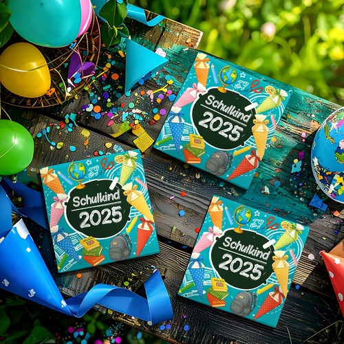 20 Servietten Schulkind 2025 - Einschulung türkis 2025 33x33cm