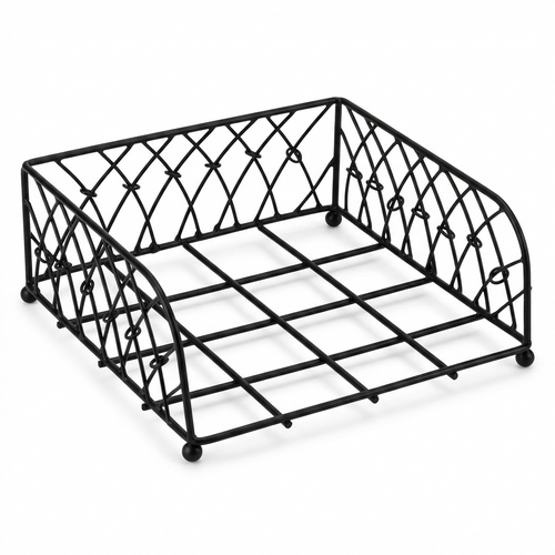 Serviettenhalter Knotted Wire big black - Verdrahtet schwarz liegend für 33cm Lunchservietten aus Holz, 17,5x6cm