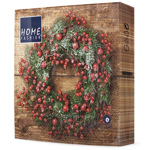 20 Servietten Berry Wreath - Kranz voller Beeren 33x33cm
