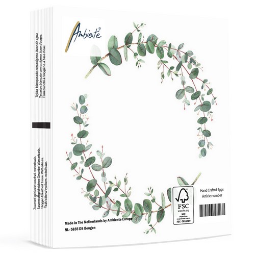 20 Servietten Eucalyptus Branch white - Kranz mit Eukalyptus 33x33cm