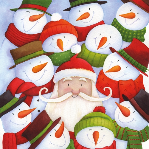 20 Servietten Santas Circle - Santa im Schneemann-Kreis 33x33cm