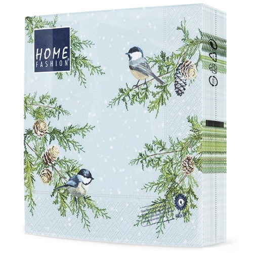 20 Servietten Birds on Branches - Blaumeisen auf Winterzweige 33x33cm