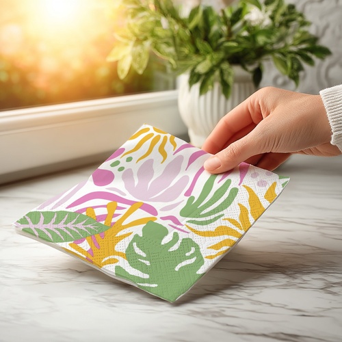 20 kleine Cocktailservietten Desert oasis - Tropische Vielfalt  25x25cm