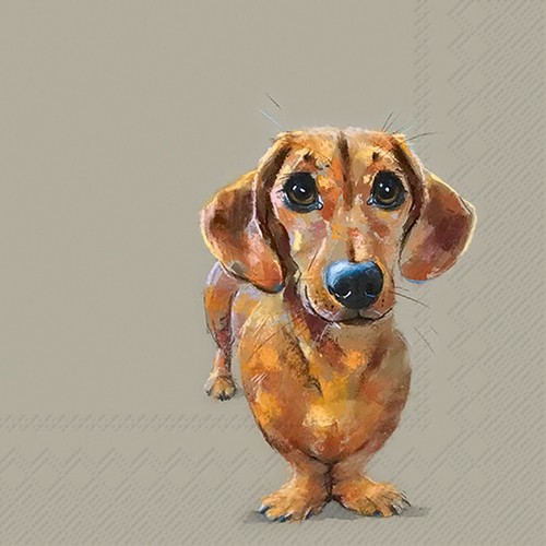 20 Servietten Dog Buddy - Gemalter Dackel 33x33cm
