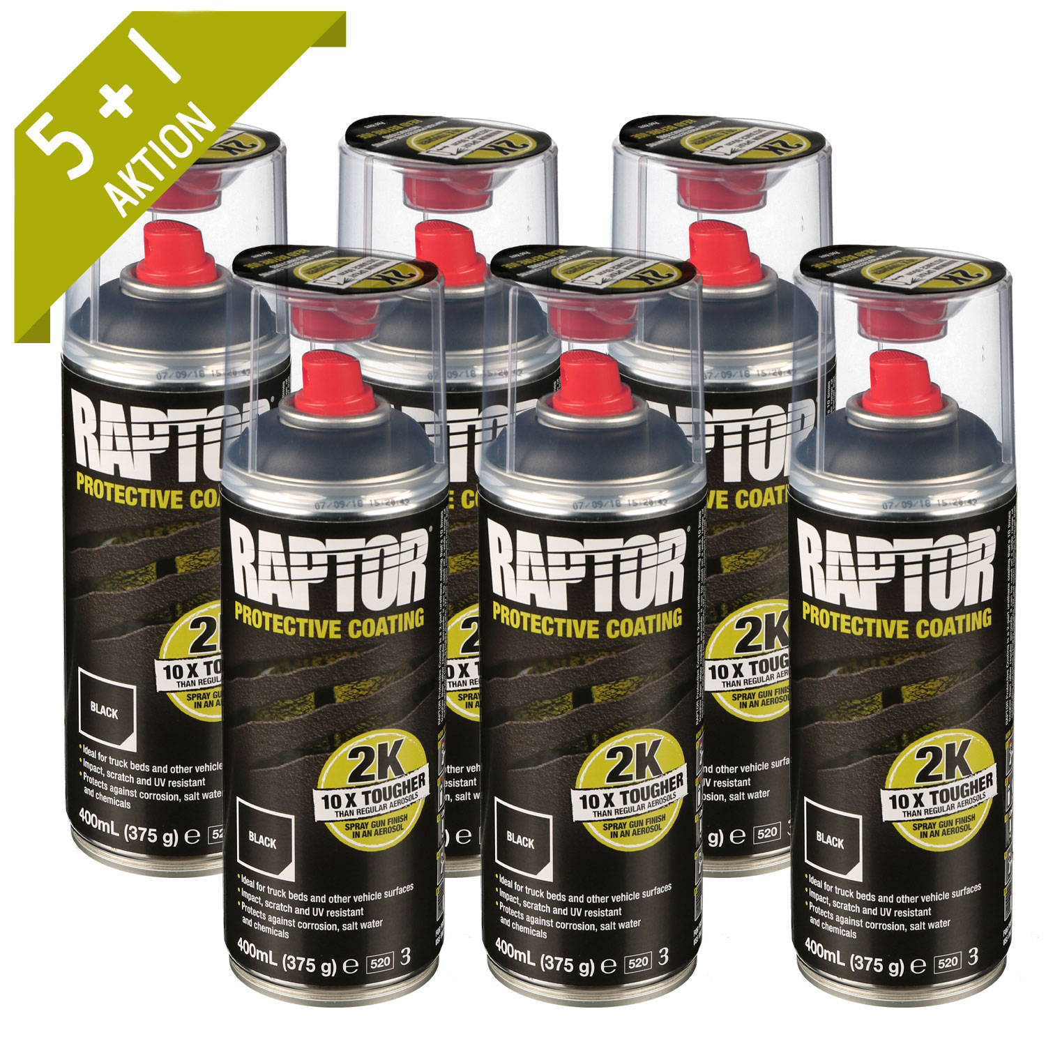 Aktion 5 +1 RAPTOR 2K-Spray Set schwarz
