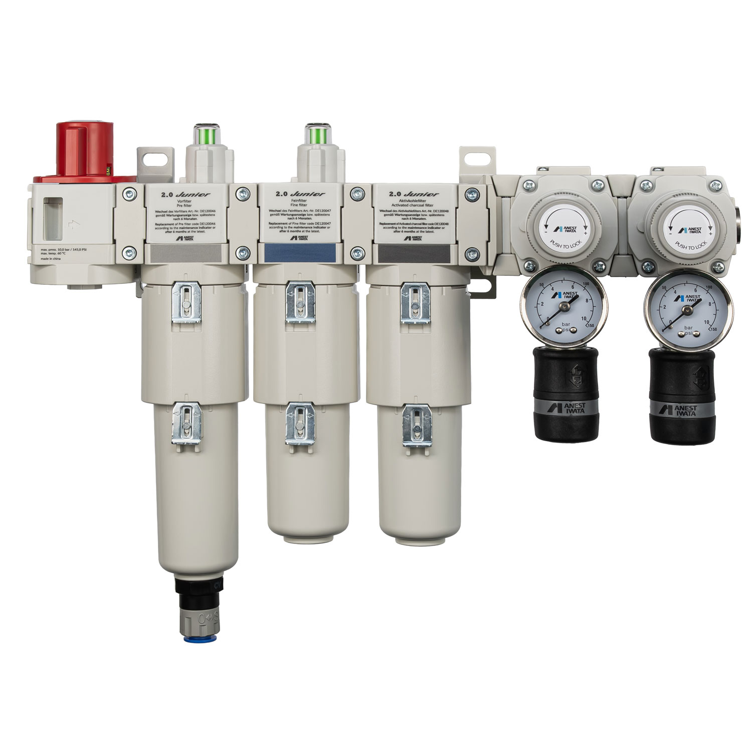 Anest Iwata Luftfilter Filtergruppe 2.0 Junior 3-stufig, Vor-, Fein- und Aktivkohlefilter DE120065