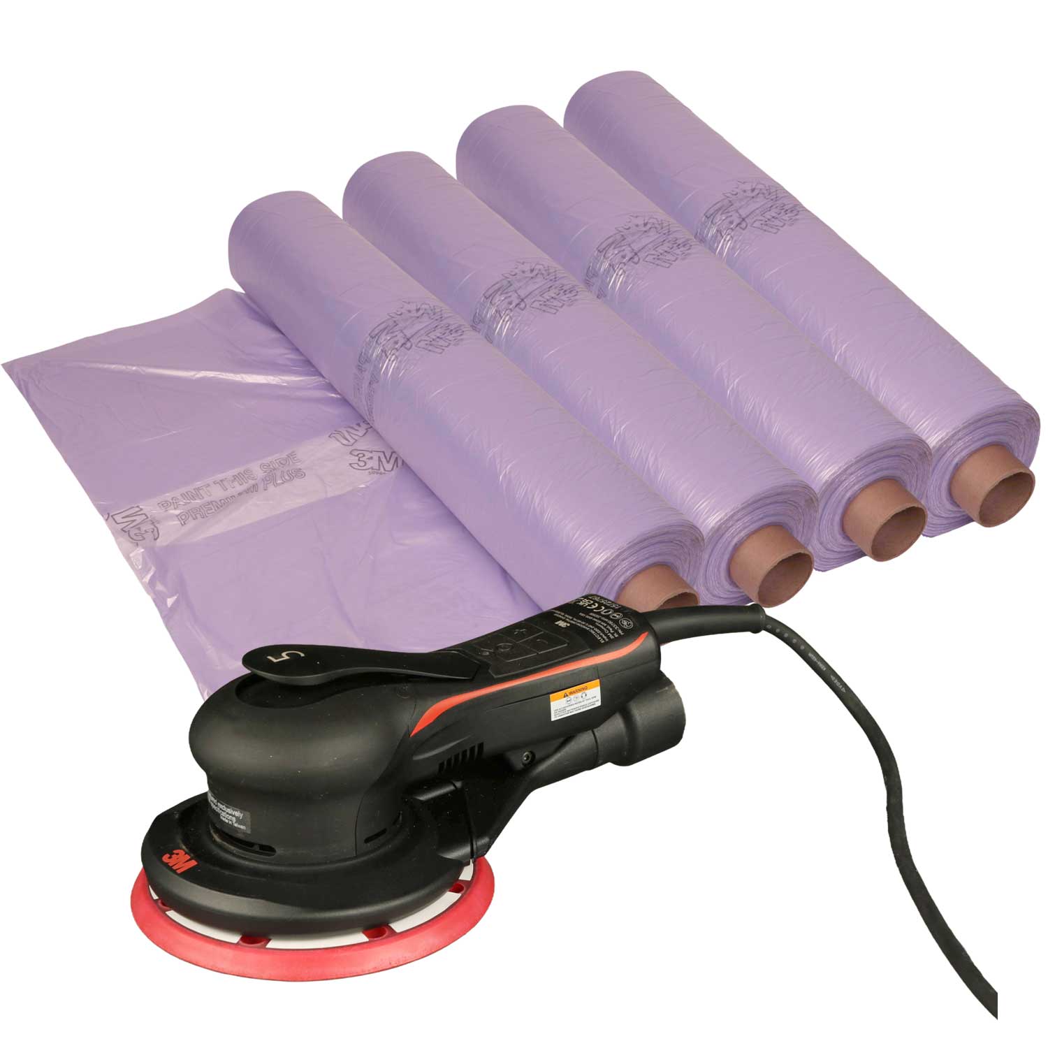 3M Aktionspaket 4x Abdeckfolie purple 5m + Elektro-Exzenterschleifer