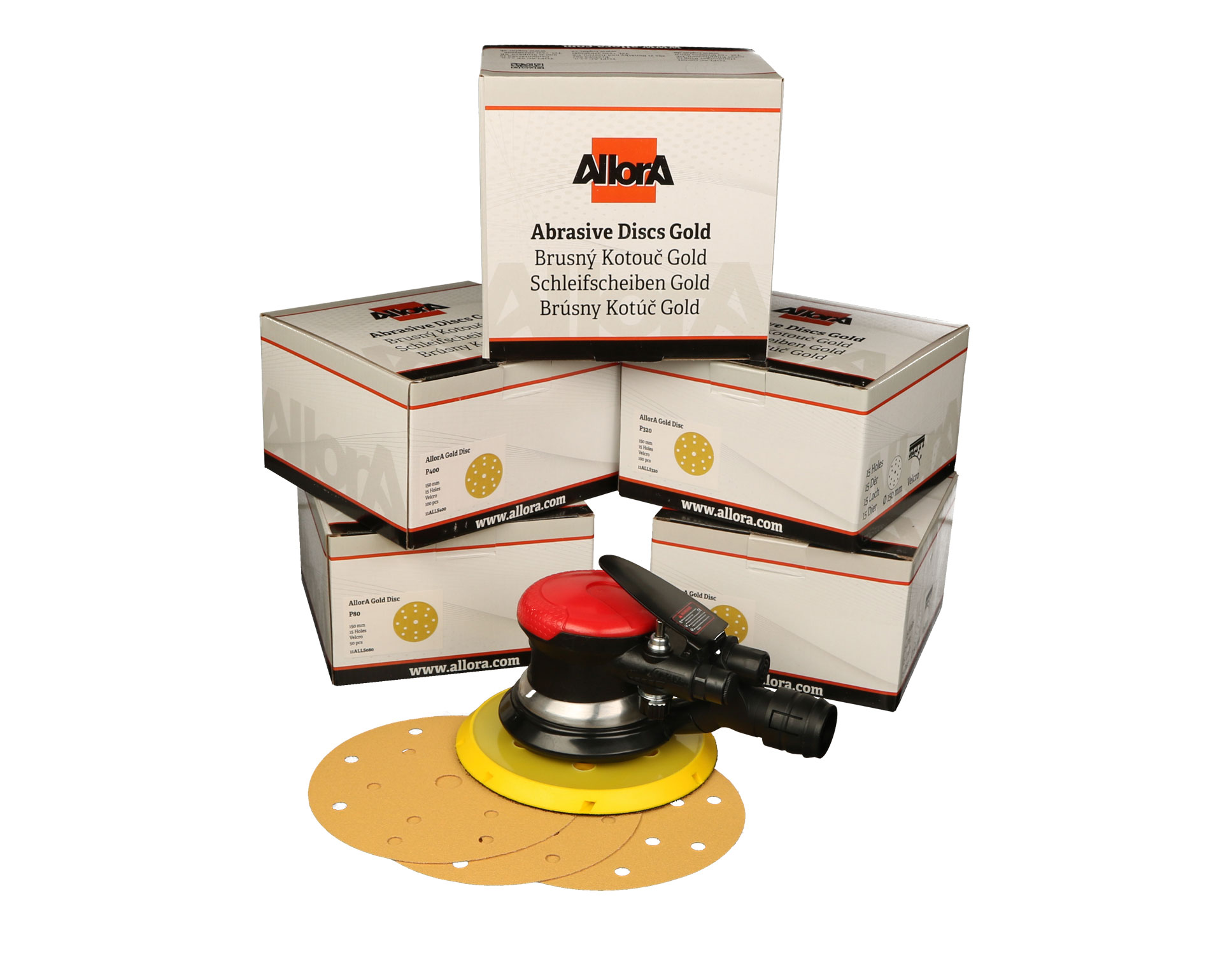 AllorA Schleif-Set mit Exzenterschleifer 5mm + 5 Pack Schleifscheiben
