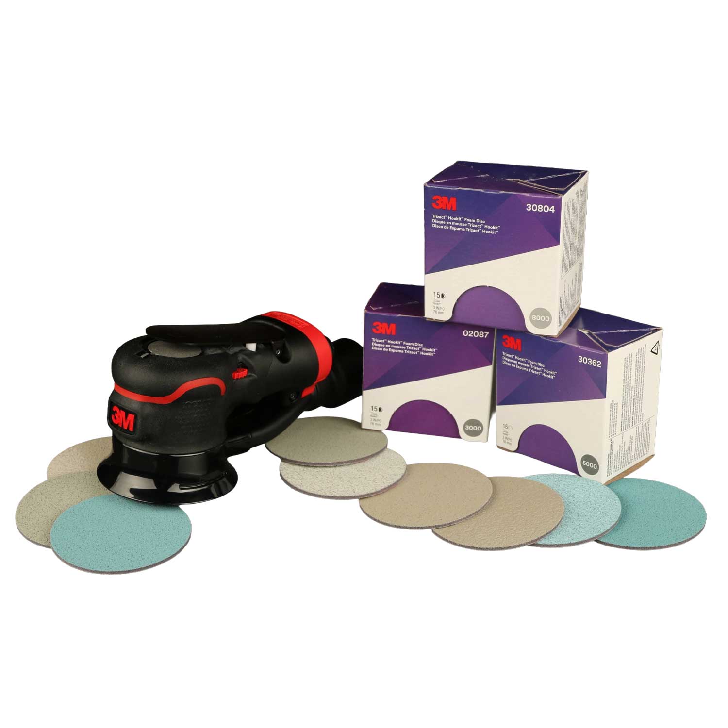 3M Aktionspaket 3 Pack Trizact Feinschleifscheiben 75mm + Exzenter-Schleifer Kopie