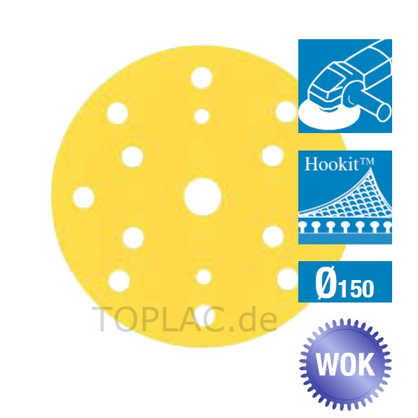 3M™ Hookit™ Gold Premium 255P+, 150 mm